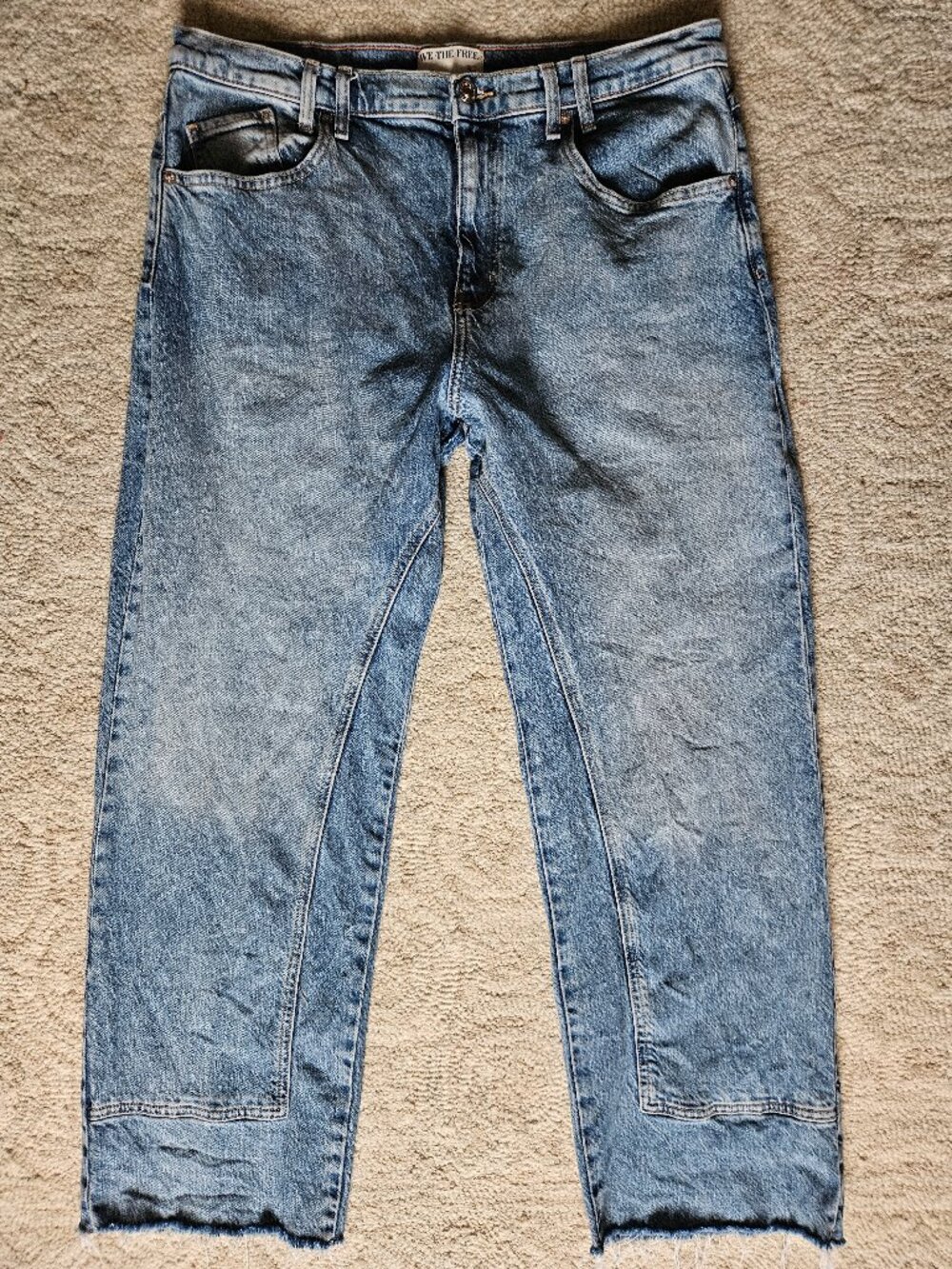 We The Free Risk Taker High Rise Straight Leg Jeans 32 Free People Blue Denim